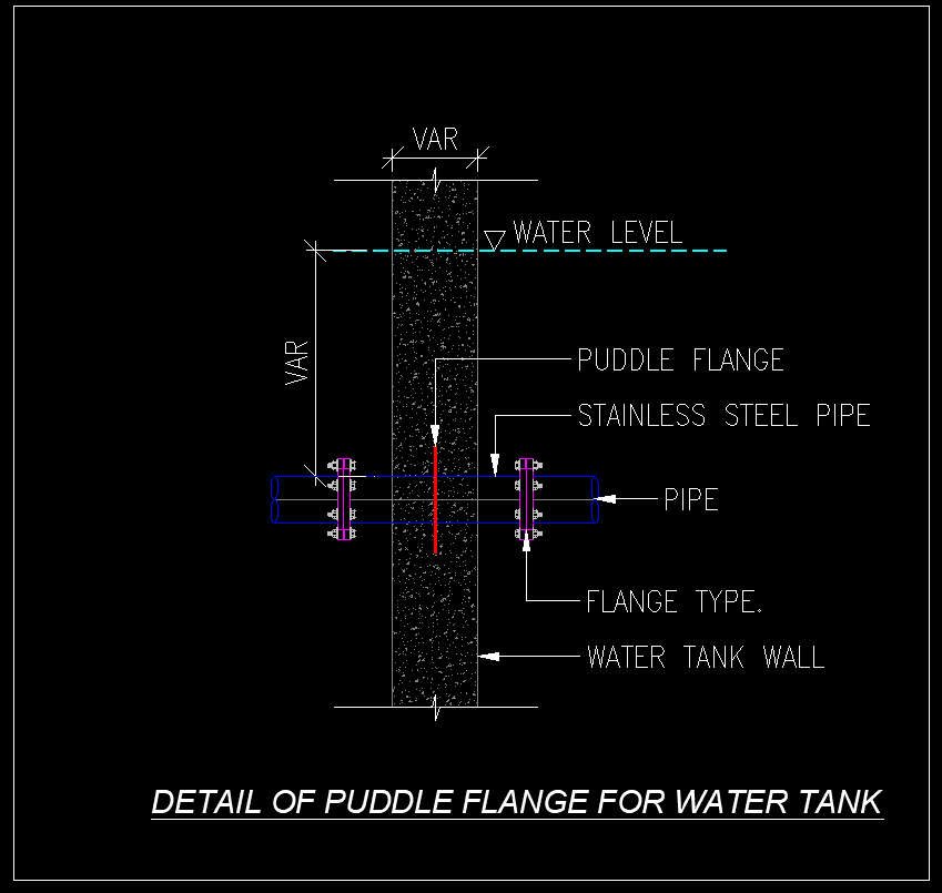 PUDDLE FLANGE FOR WATER TANK